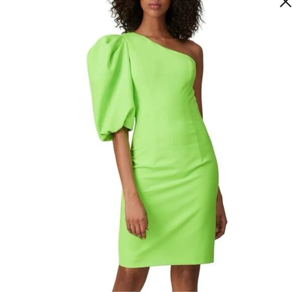 NWT Black Halo Cooper Sheath Dress Neon Lime Green Bright Plus Size 14 Cocktail - Picture 3 of 16